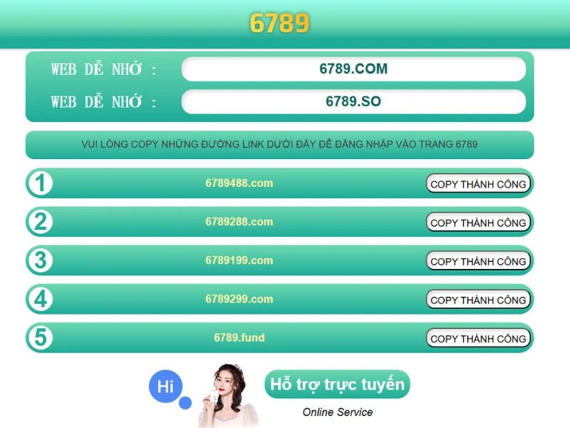 Các đường link chính của trang 6789com