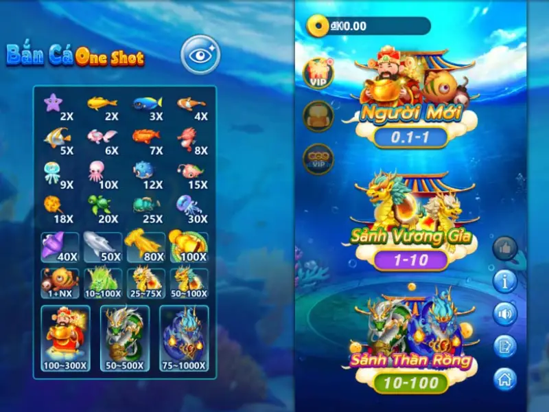 Bảng hệ số thưởng (Paytable): từ x2 đến x1000